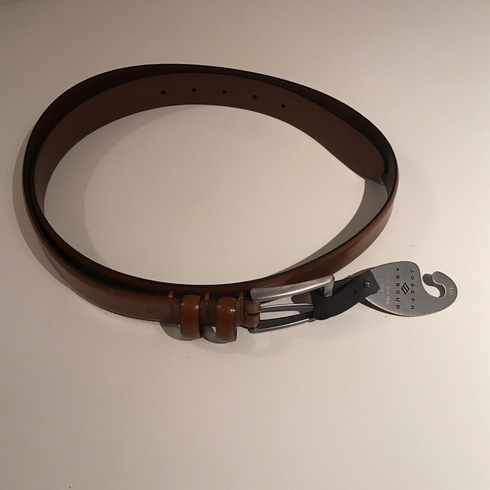 NWT Joseph Abboud Cognac Leather Belt Sz 46 Italy